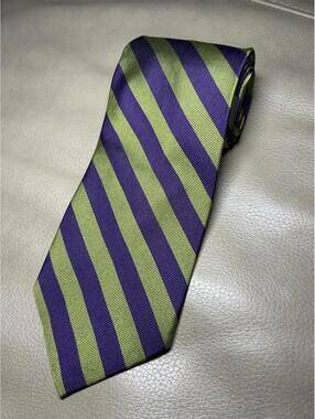 Brooks Brothers Makers Men’s 100% Silk Tie Purple Green Repp Stripes BB4